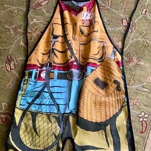 🎣 Vintage "Fisherman" Grilling Bib Apron  SALAMANDER 🎣 EUC BBQ FUN 🍔